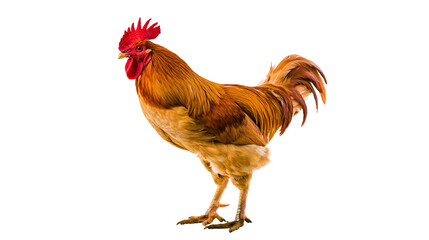 Brown rooster with red comb and wattle, isolated on transparent background © PNGera