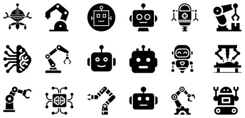 Fototapeta premium 白黒ロボットと人工知能のコレクション