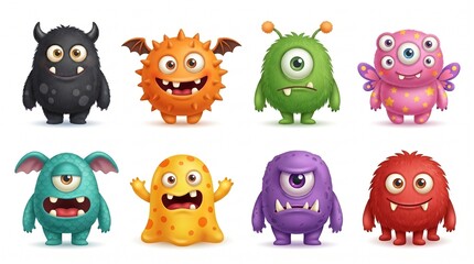 Fototapeta premium Cute Monster Characters Set