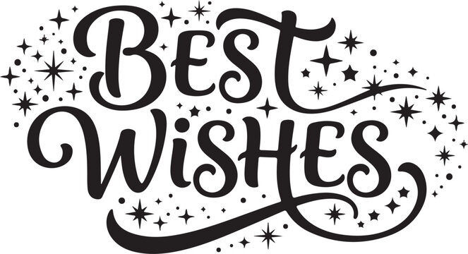 Elegant Best Wishes Calligraphy Typography with Sparkles Vector Design