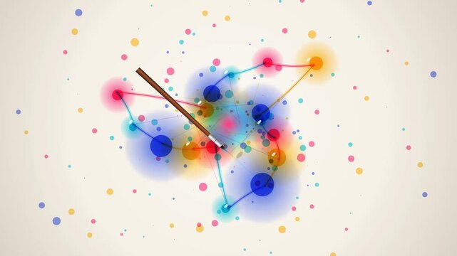 Artist Fine Brush Painting Colorful Watercolor Neural Node Splash on Paper
