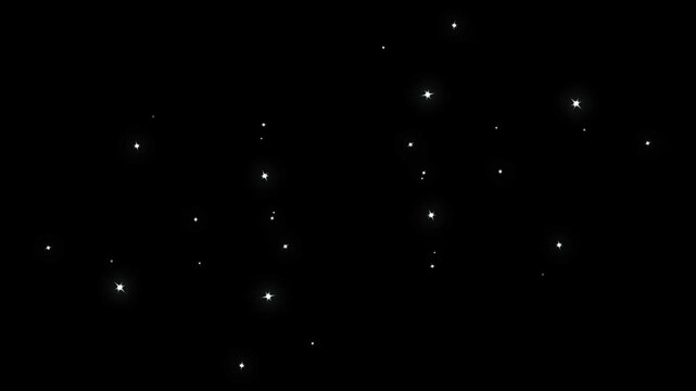 Magical white glitter trail animation on black screen, seamless sparkle loop 4k, fairy doodle stars and shimmering starlight trail, sparkling glitter star dust burst, white glitter Background