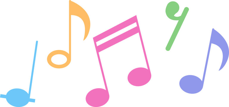 Colorful Music Notes Collection, Simple Musical Symbols Vector Illustration