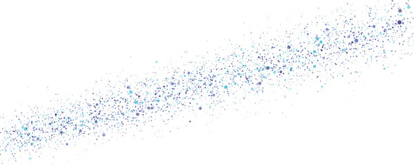 Obraz premium Blue glitter particles scattered on a clean white background with soft focus and copy space