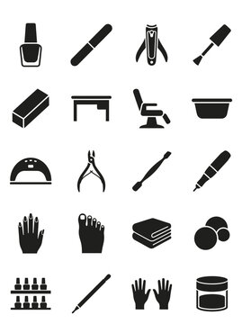 Nail Care And Manicure Tools Vector Icons Set