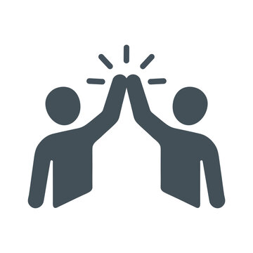 High five gesture icon representing teamwork success and partnership for business and social networking