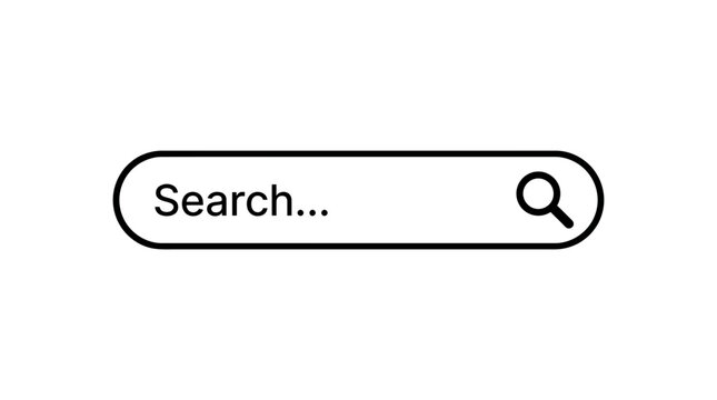 Minimalist website search bar icon with rounded edges and bold black outline for digital interface design