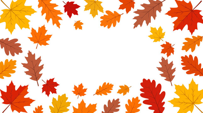 Colorful autumn leaves frame with vibrant red orange and yellow fall foliage for seasonal design Vector