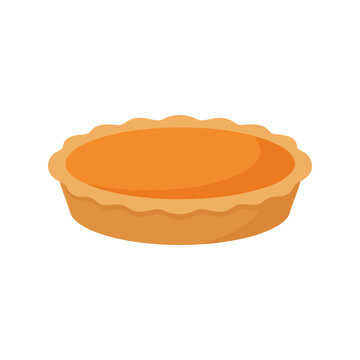 A single fresh pumpkin pie with a golden brown crust in a flat vector illustration style Vector