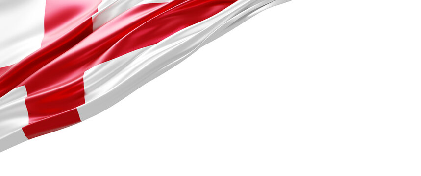 England flag flowing isolated on transparent background with copy space 3D render
