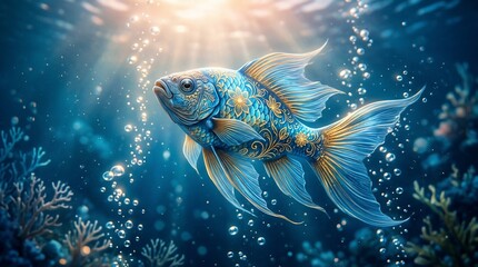 Fototapeta premium ornamental blue fish