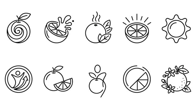 Fresh orange citrus fruit icons set for healthy food design theme.