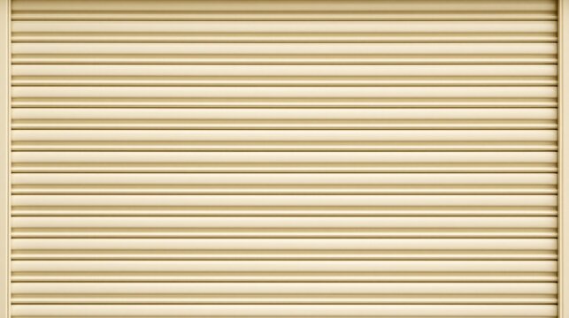 Close-up of a closed beige metal roller shutter door, offering security and privacy
