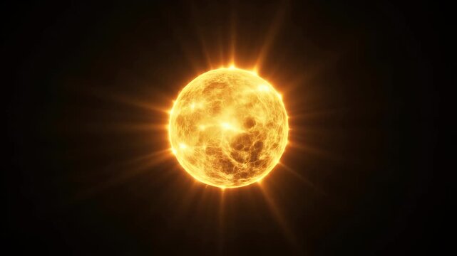 adiant sun orb glowing intensely, isolated on deep black background, soft cinematic lig
