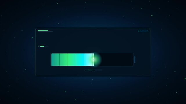 Animated Futuristic Charging Bar Graphic Progresses In A Digital Interface Display