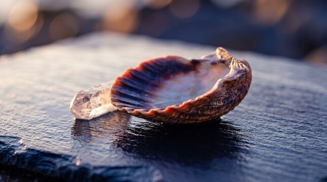 Backlit Spiral Shell With Violet Shadows