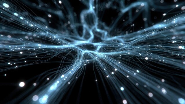 An abstract representation of flowing light and data connections creates a dynamic and futuristic visual experience