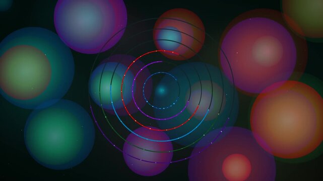 Dynamic Colorful Spheres And Concentric Rings Abstract Motion Graphic Background Loop