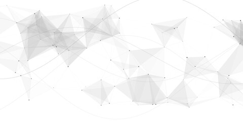 Sparse low poly plexus background with fluid arc trajectories on white background © An
