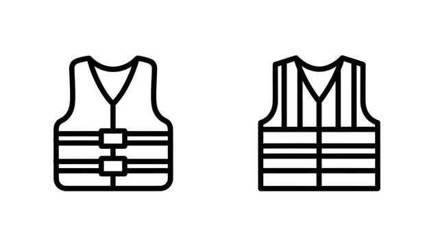 Safety vest and reflective construction vest icons with reflective, construction