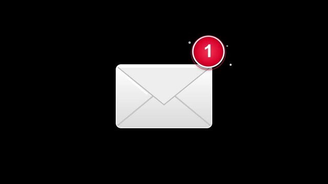 Digital envelope icon pulses with red notification alerts in this animated motion graphics video clip