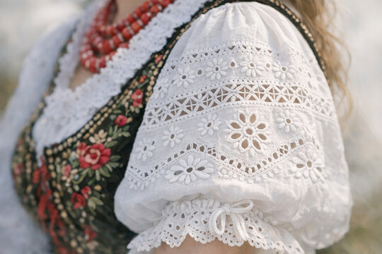Podhale. Haft podhalański. Polish Folk Pattern.Traditional Folk Costume with Intricate Embroidery.