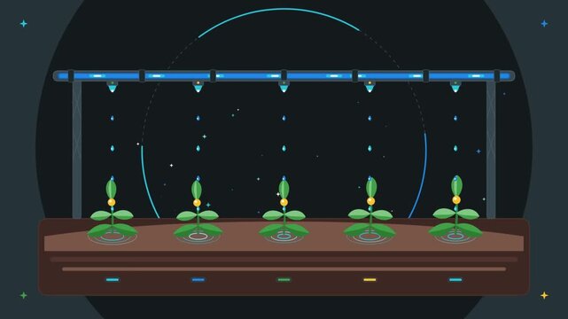 Automated Smart Irrigation System Watering Growing Plants