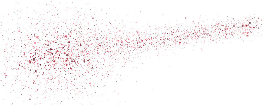 Pink glitter dust particles exploding from a point against a clean white background with soft lighting