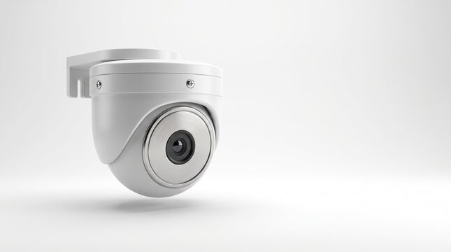 White modern dome cctv icon mounted on a clean neutral background