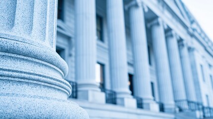 Fototapeta premium Classic stone column and grand facade of a government building, representing justice and law