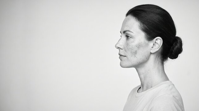 Side Profile of Woman with Facial Hyperpigmentation Melasma and Freckles