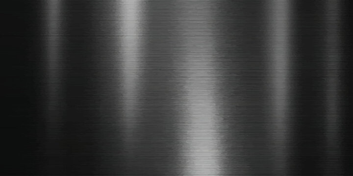 Stylish black brushed metal surface background. Abstract dark brushed steel surface with soft light streaks. Versatile design for wallpaper, banner and presentation.