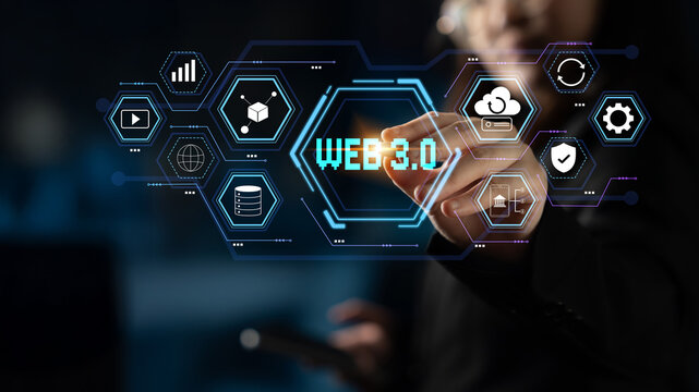 A futuristic user interface for Web 3.0 technology and applications. An overview of decentralized services like DeFi, cloud storage, and security. Motif