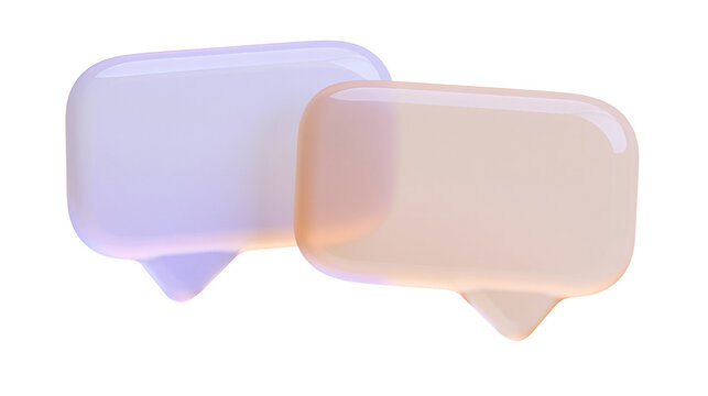 Two translucent speech bubbles one lavender and one peach, isolated on transparent background
