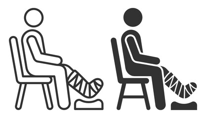 Fototapeta premium person with leg cast sitting on chair medical injury rehabilitation on transparent background