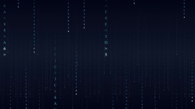 Modern Binary Code Streaming Through Digital Server Network Infrastructure Motion Graphic