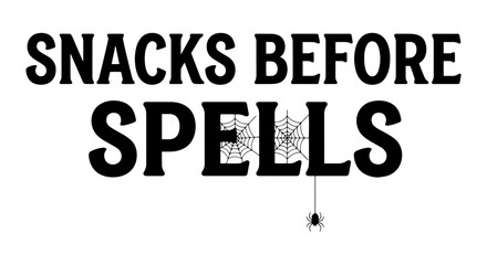 Fototapeta premium Snacks Before Spells Halloween Vector Art, Spooky Spiderweb and Spider Graphic, Black and White Holiday Design