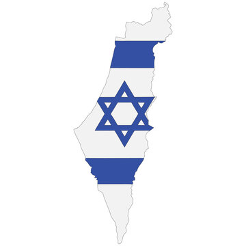 Israel Map with National Flag &ndash; Blue and White Israeli Flag Vector Illustration