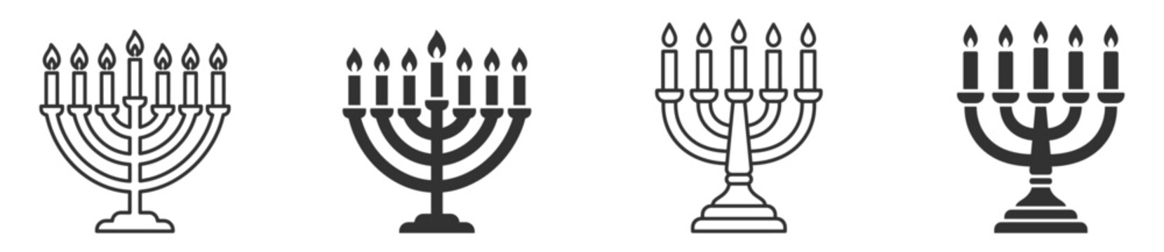 menorah candelabra icon set vector illustration on transparent background