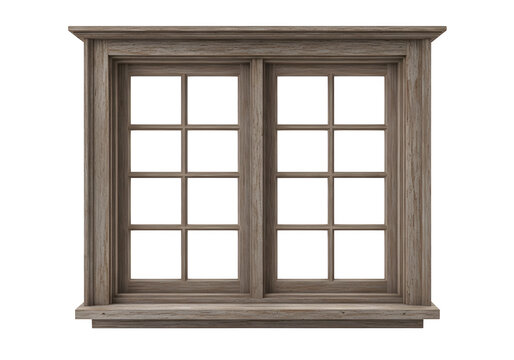 Classic wooden double hung window with grid panes