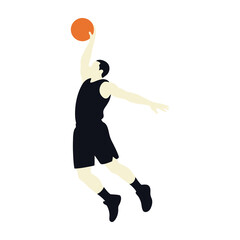 Basketball player jumping for a slam dunk shot isolated on white background art © NESHATSIDDEKY