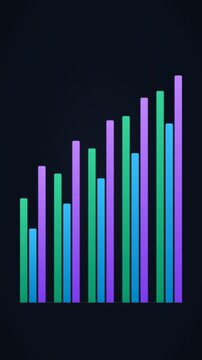 Clean 4K textless multi-series grouped bar growth chart featuring emerald, cyan, and violet comparison columns with smooth spring animation, laser sweep beam, and dark slate corporate background grid.