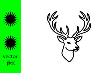 Fototapeta premium Deer Head Outline Vector - Minimalist Black Line Art Stag Head Icon