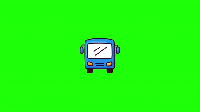 Animated bus doodle icon, hand-drawn flat vector line art with wiggle effect, looping motion graphic for transportation and travel design