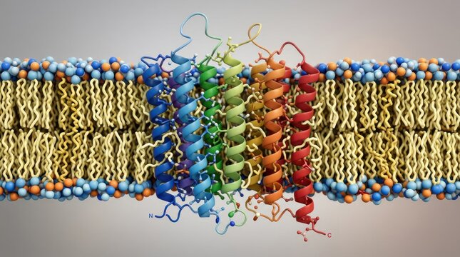 Cell membrane protein structure and function biological illustration