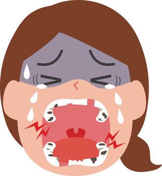虫歯の痛みで泣く女性