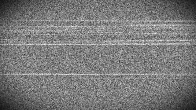 4k no signal broadcast. glitch noise static television. Monochrome TV static noise vignette. Vintage CRT receiver snow distortion. Disrupted old video screen grain texture.