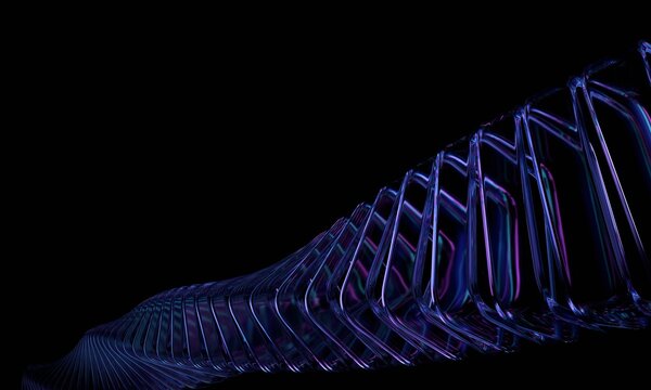 Abstract dark background, futuristic glass structure, 3d render