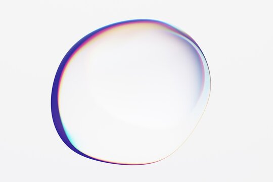 Abstract iridescent shape, colorful bubble, 3d render