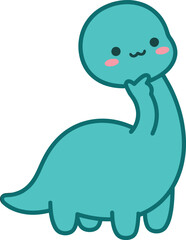 Fototapeta premium Cute cartoon dinosaur character thinking with transparent background